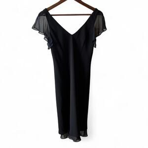 Jones New York Black Chiffon Flutter Sleeve Midi Dress – Size 4